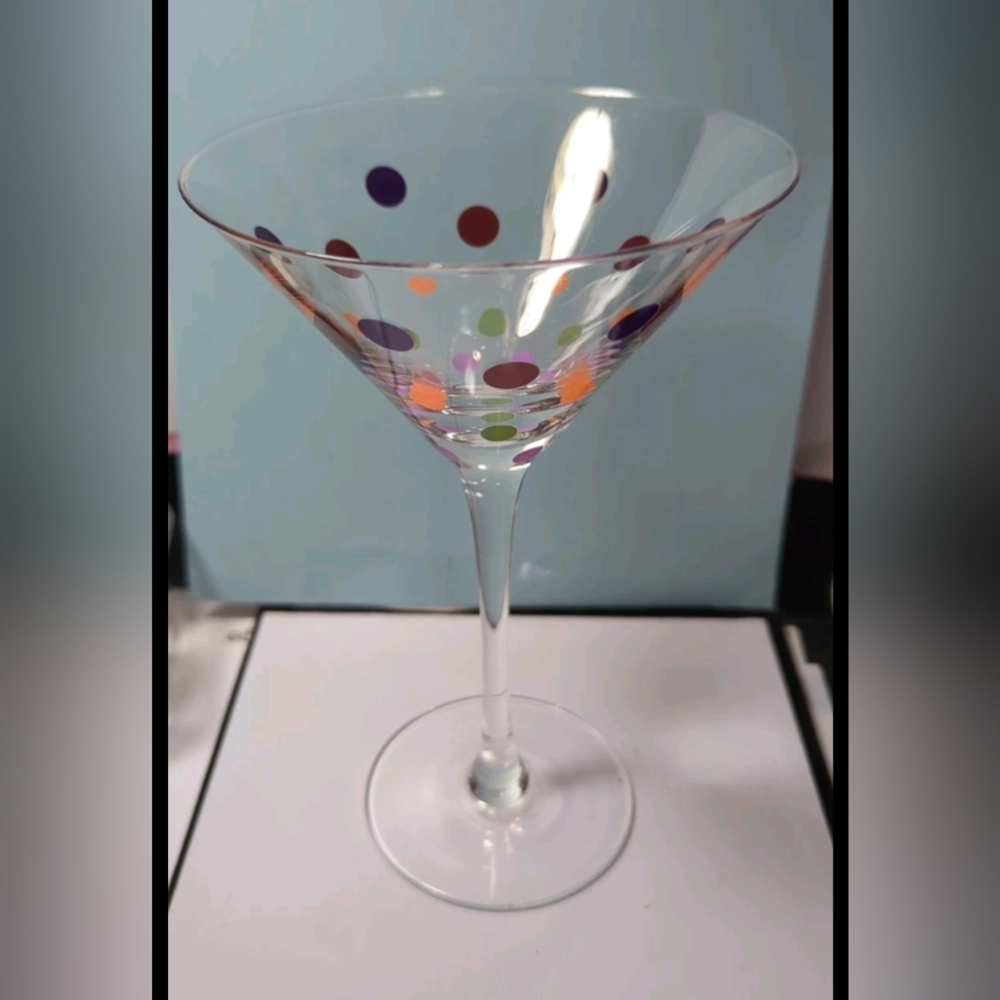 Pampered Chef Multi Color Dots Martini Glass